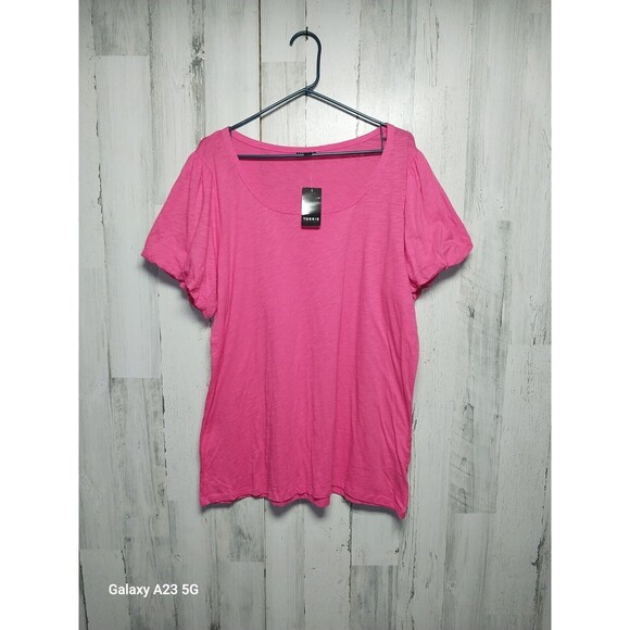 Torrid 2X Puff Sleeve Tee Pink - Picture 1 of 8